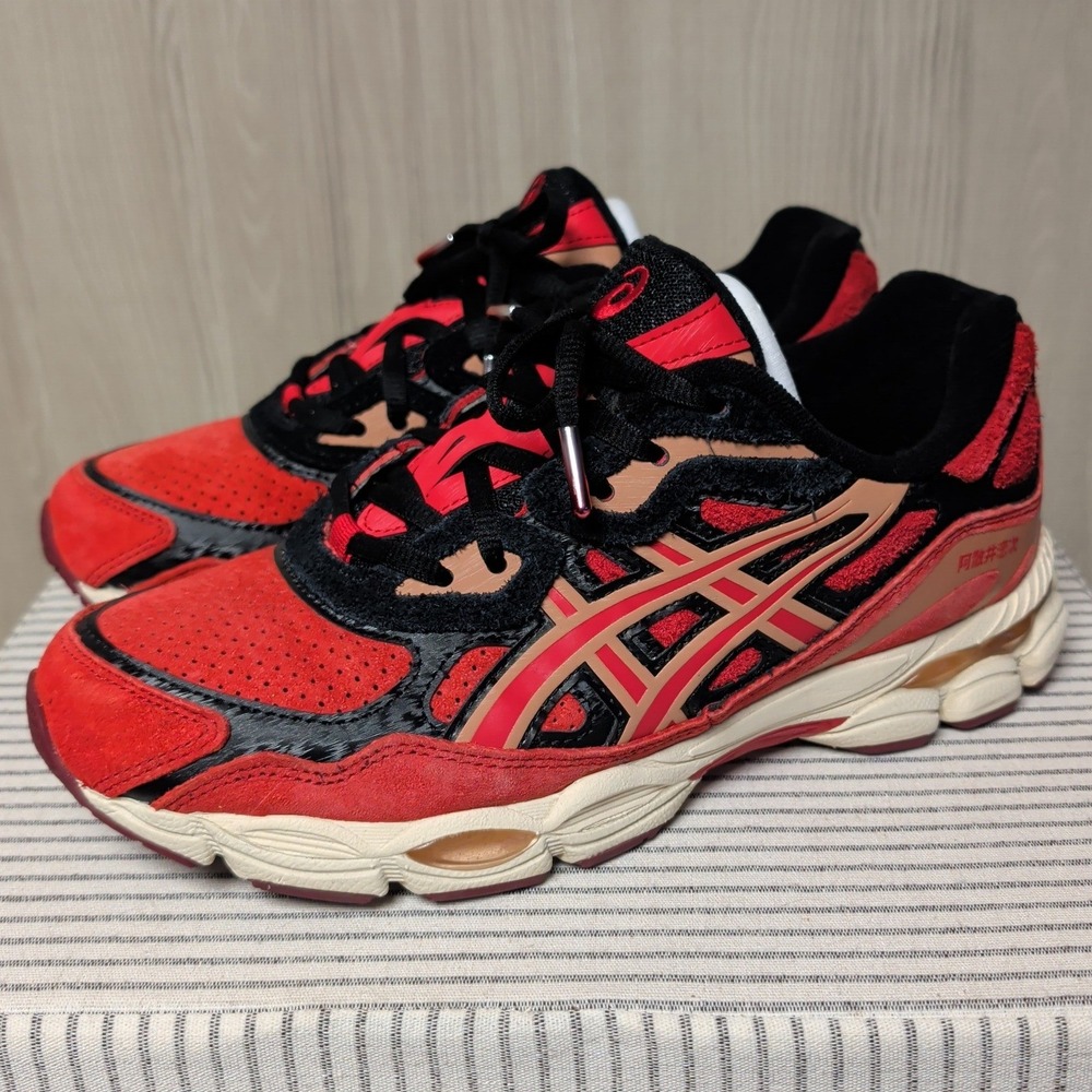 Asics x BLEACH Gel-NYC Renji Abarai Mens‎ 8 Red Black Suede Excellent 1203A724